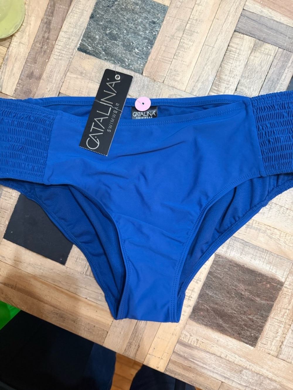 Catalina Blue Stretch Bikini Bottom with Ruched Sides